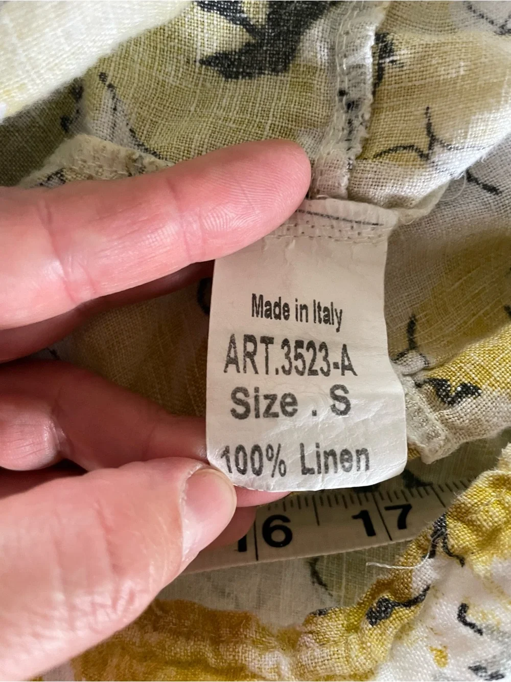 Valentina Naldi Linen Country Floral Sleeveless Dress Made In Italy SZ S Yellow